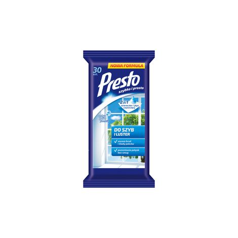 011491 HH Presto Toallitas húmedas para ventanas y espejos, 30 unidades. PLEX