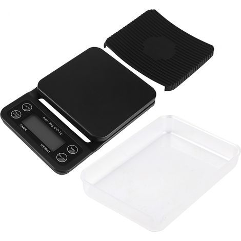 3 kg G/0,1 g Numérique aliments Balance ABS temporisé Cuisine Balance numérique Précision Balance poche avec rétro-éclairage écran LCD et fonction tare élégant noir (Piles non incluses), Blau Licht (1/5)