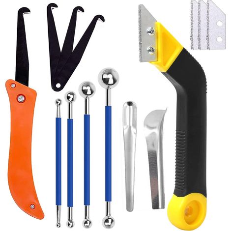 Outil de nettoyage de joints de carrelage avec 3 lames supplémentaires, 14 pièces (1/5)