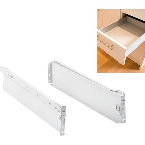 Coulisses pour Tiroirs Glissières Métalliques avec Roulettes Acier Anti-Corrosion Pour Meubles & Bureaux, Blanc, 86 x 500 mm, Acier Alliage (1/5)