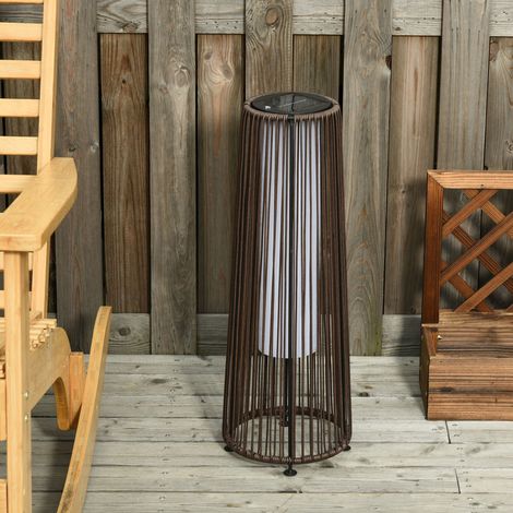 Outsunny Gartenleuchte, Außenlampe, solarbetrieben, 8 Stunden Betrieb, Automatikmodus, Rattanoptik, 21,5 x 21,5 x 61 cm