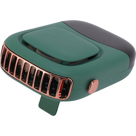 Ventilateur de cou à suspension, puissant et durable, rechargeable par USB, avec cordon de cou, idéal pour les voyages et les activités de plein air (vert). (1/5)