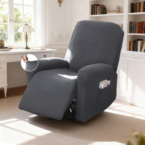 Sesselbezug, Relaxsessel Sesselbezug Stretchhusse mit Taschen, All-Inclusive Streifen-Jacquard Sesselschoner für Fernsehsessel Liege Sessel