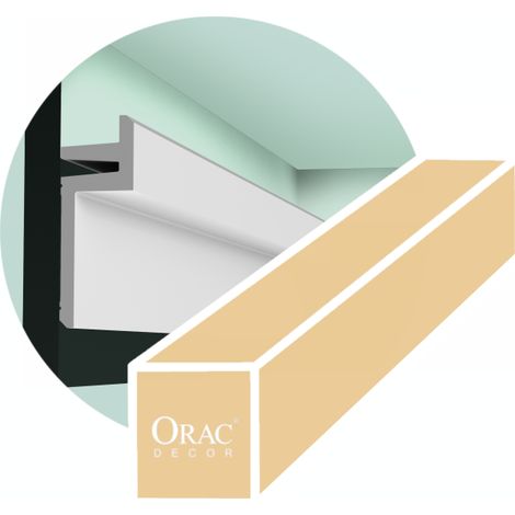 Perfil de iluminación moderno - Orac Decor - L200xP5xH14cm - Caja de 16 metros - C382