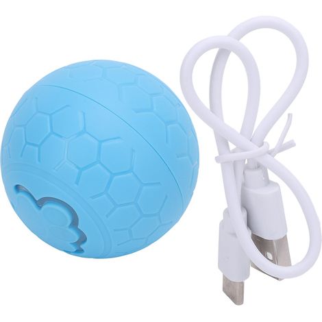 Balle Interactive pour Chien et Chat - Auto-Roulante Résistante aux Morsures en Plastique 5,6cm Bleue (1/5)