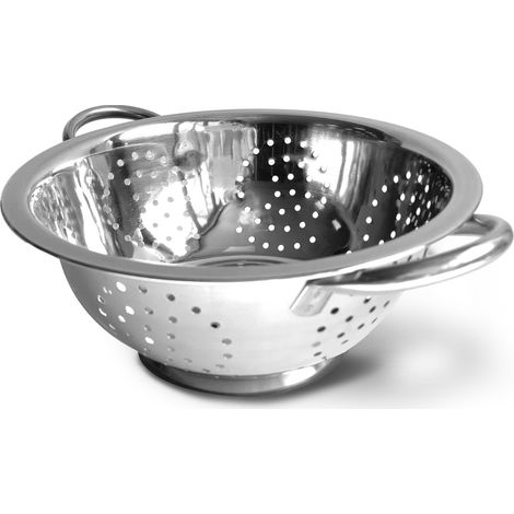 Fackelmann Colapasta Ø 28 cm, per scolare pasta, riso, verdure, materiale in acciaio inossidabile con base d'appoggio, lavabile in lavastoviglie, dimensioni Ø 28 x 12,5 cm (1/5)