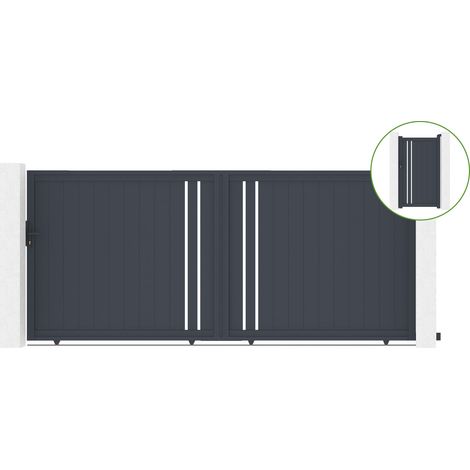 Puerta corredera 4m GIONA H.180cm aluminio + cancela GIONA H180 GRIS