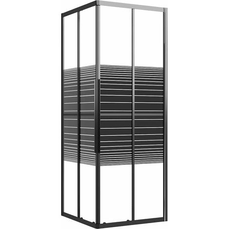 Box Doccia a Righe ESG 80x80x180 cm Nero vidaXL (1/5)
