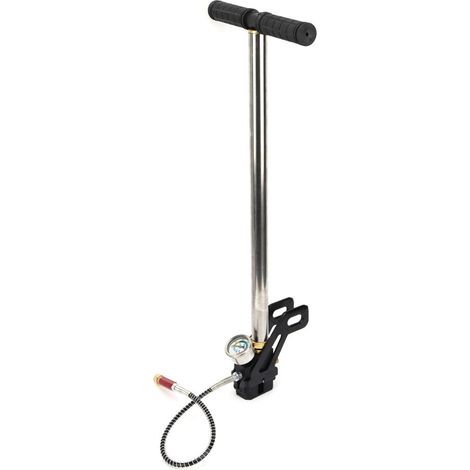 Pompe à main 3 étages pour carabine à air comprimé, avec filtre à gaz, manomètre, valve et flexible de gonflage (1/5)