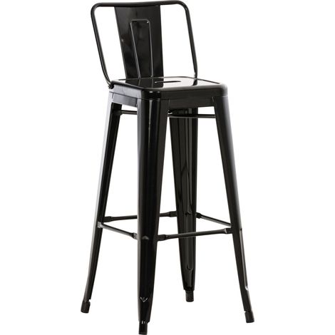 Sgabello da bar x1 con poggiapiedi e schienale in design industriale metallo nero 100005711