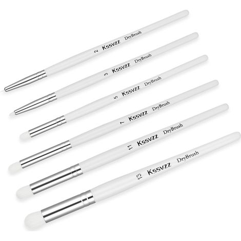 Dry Brush Modélisme Pinceaux, 6 Pinceaux Modelisme pour Miniatures de Modèle, Maquette, Drybrush Set pour Loisirs, Pinceau de Peinture pour Figurine,Poils de Chèvre Naturels (Blanc) (1/5)
