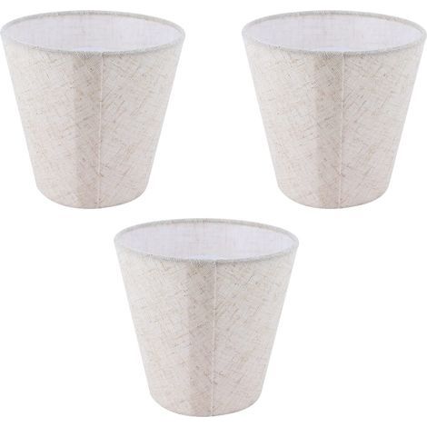 Lot 3 petits abat-jour baril – tissu lin naturel – bougie / lustre / hôtel / KTV – décor (1/5)