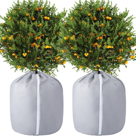 2 paquets de plantes d'hiver pot de protection 65 70cm pot de fleurs sac de protection - anti - gel hiver plante pot couvercle avec fermeture à glissière et zip pour l'hiver en plein air arbres fruit