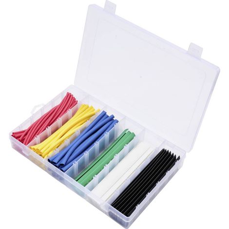 TRU COMPONENTS TC-13388812 Kit guaine termoretraibili Rosso, Giallo, Blu, Verde, Bianco, Nero Restringimento:2:1 120 pz