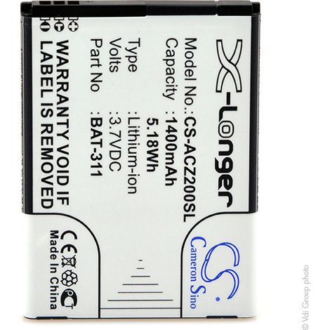 NX - Batterie téléphone, smartphone, GSM pour Acer 3.7V 1200mAh - BAT-311BAT-311(1ICP5/