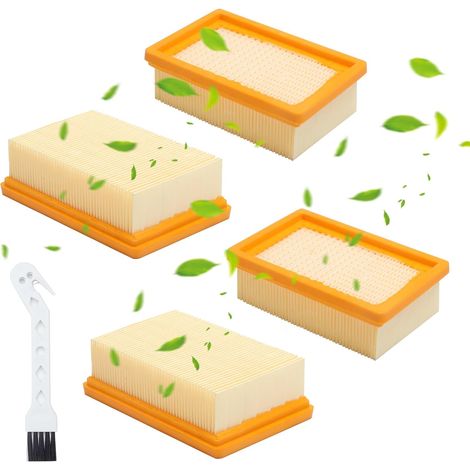 Lot de 4 filtres plissés plats avec 1 petite brosse pour KärcherWD4, Kärcher WD5, Karcher WD6, MV4, MV5, MV6, aspirateur multi-usages, accessoires pour filtres Kärcher, pour Kärcher (1/5)