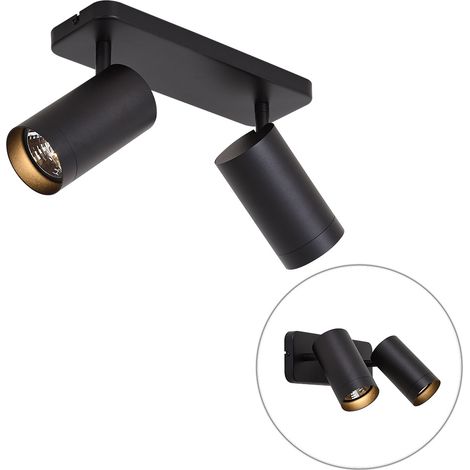QAZQA Modern Ceiling Light Black 2-Light GU10 70mm - Jeana Luxe (1/5)