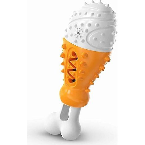 Hondenspeeltjes om op te kauwen, anti-bijtsticks voor het reinigen van de tanden, geschikt voor puppy's, gemaakt van TPR en nylon, 169,56961 mm, oranje + wit (1/5)