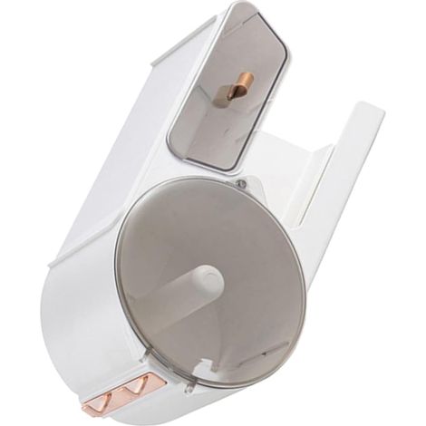 Soporte de pared para papel higiénico y secador de pelo, de plástico, práctico e impermeable, para almacenamiento en el baño, color blanco.
