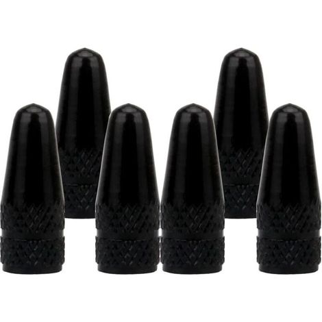 Set of 6 black bicycle valve caps, aluminum alloy dust protection for rims. - AquaForge (1/5)