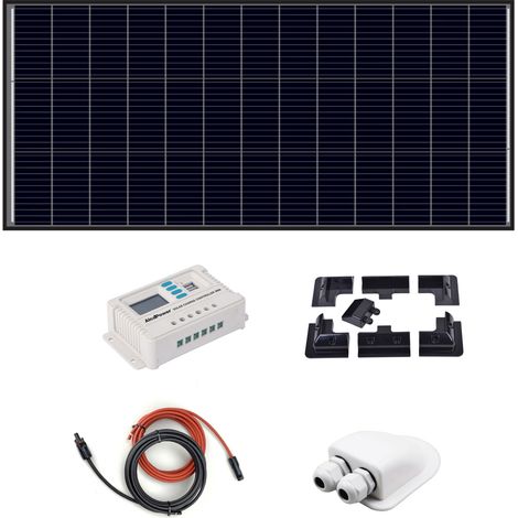 Alcapower Kit Fotovoltaico 200W Monocristallino con Regolatore PWM 20A LCD, Ideale per Camper, Barche e Caravan