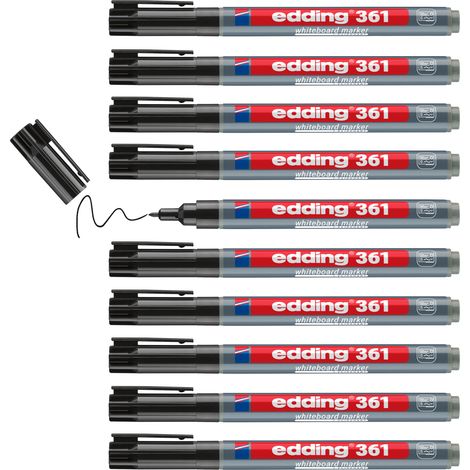 edding 361 Marqueur pour tableaux blancs boîte pliante de 10 noir (1/2)