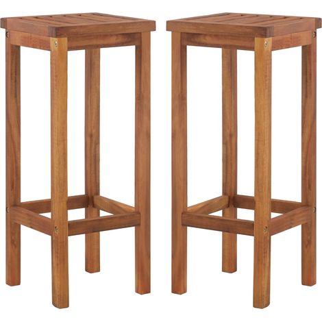 Tabourets de bar 2 pcs Bois d'acacia solide 3 (1/5)