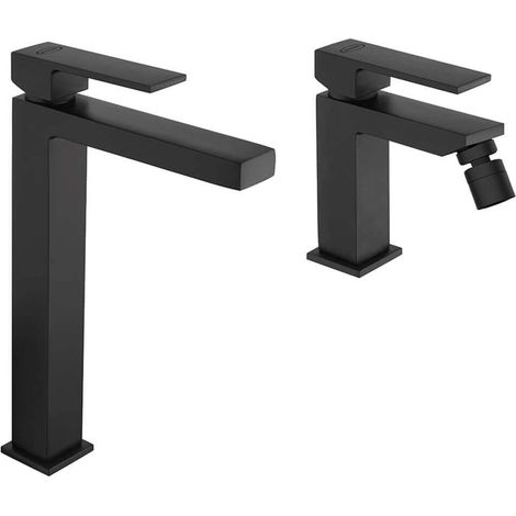 Coppia rubinetti per lavabo alto e bidet Twinkle di Jacuzzi Rubinetteria nero opaco per piletta click clack (1/5)