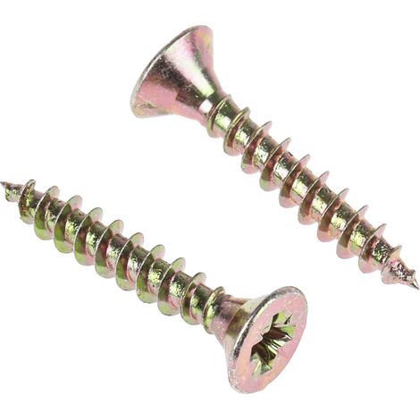 Rs Pro – Vis à bois 5mm – Tête fraisée 30mm – Acier jaune passivé – Lot de 100 vis autoperceuses Pozidriv (1/3)