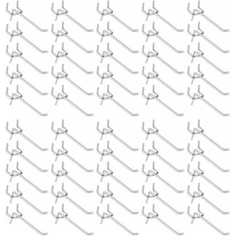 50 Pièces Crochets pour Panneau Perforé,Crochets pour étagères Murales pour Affichage Panneau Perforé Garage Magasin Outils Rangement Cintre Crochets pour étagères Murales (1/5)