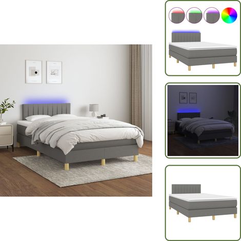 Boxspringbett mit Matratze & LED Dunkelgrau 120x200 cm Stoff - Boxspringbett - Doppelbett - Schlafsofa - Lattenrost - Bettrahmen (1/5)