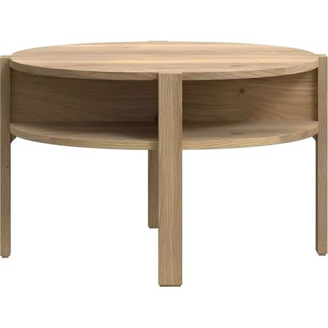 Tavolino da salotto Aura rotondo 74 cm con ripiano inferiore colore rovere medio (1/5)