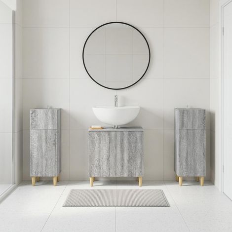 vidaXL 3 Piece Bathroom Cabinet Set DELFT Grey Sonoma Engineered Wood (1/5)