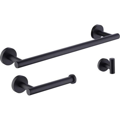 Amazon 3-teiliges Badezimmer-Hardware-Set, Schwarz, Handtuchstange, Toilettenpapierhalter, Kleiderhaken, Wandhalterung, 304 Edelstahl, Mattschwarz, LA20BKDG-32