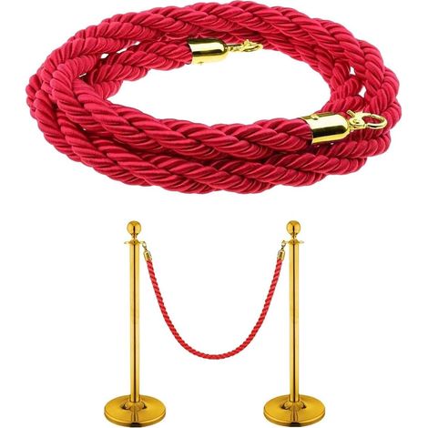Rotes Absperrseil – 1 Stück – Nylon und Titan – Warteschlangenmanagement – Supermärkte und Flughäfen – 1,5 m x 29 mm (1/5)