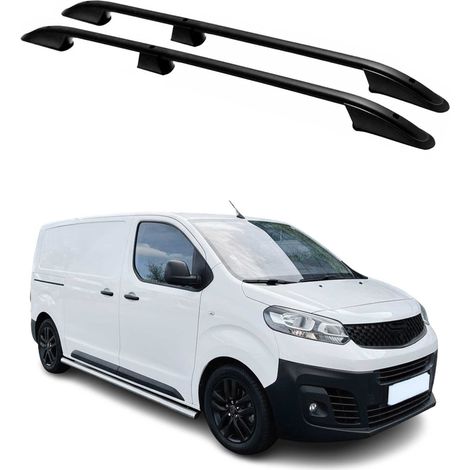 OMAC Barres de Toit longitudinales pour Fiat Scudo / Ulysse 2022-2026 L2 Aluminium Noir 2 Pcs