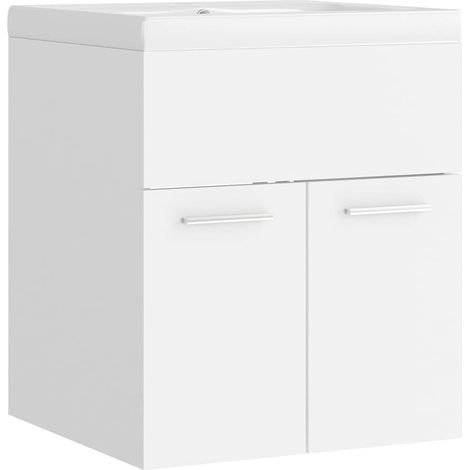 Mobile Bagno Armadio da Bagno con Lavabo Integrato Bianco in Legno Multistrato (1/5)
