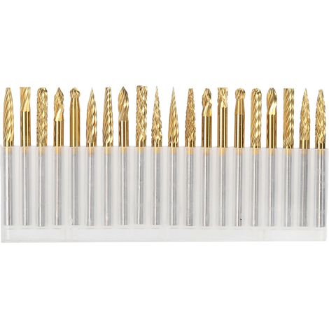 Ortviai Fichier rotatif carbure 20 pièces, rainurage simple/double, revêtement titane, tige 3 mm pour graveur CNC (1/5)