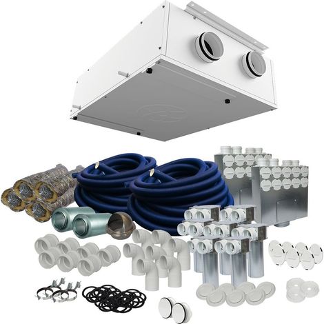 Kit de ventilation VMC simple flux jusqu'à 80 m² – Débit max silencieux – Filtre G4 et F7 – Capteur d'humidité intégré – Blauberg