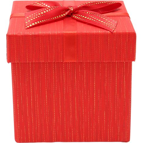 Coffret cadeau de 4 pièces avec couvercle, 9,9 x 9,4 x 9,9 cm, emballage rouge pour mariage/Noël/anniversaire/Saint-Valentin, HM2330406 (1/5)
