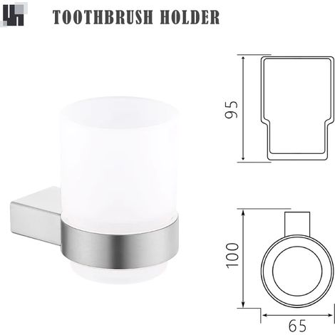 Porte-gobelet mural brossé, porte-papier toilette, porte-serviettes, porte-savon, étagères, accessoires de salle de bain en acier inoxydable (1/5)