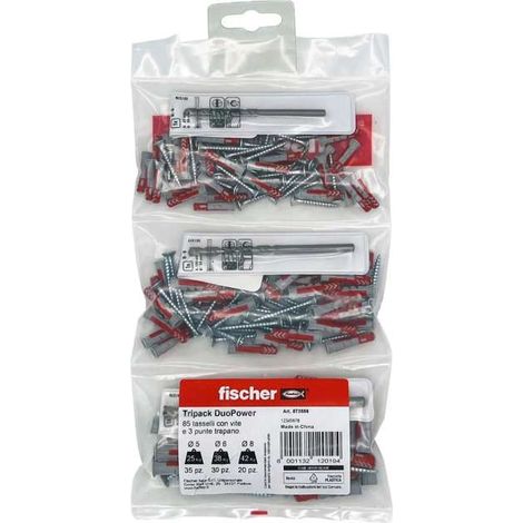 Fischer Kit Tasselli Tripack DuoPower 85 pz Viti Diametro 5-6-8 mm e Punte