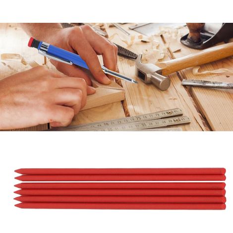 Erhältlich in 6er-Packungen. 2,8 mm HB-Bleistiftminen für Schreiner, langlebige rote Minen in Forschungsqualität für Druckbleistifte und Holzbearbeitung. (1/5)