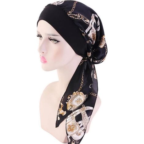 Diadema/Pañuelo para la cabeza - Cubre la caída del cabello - Material elástico y transpirable - Talla única - Negro (1/2)