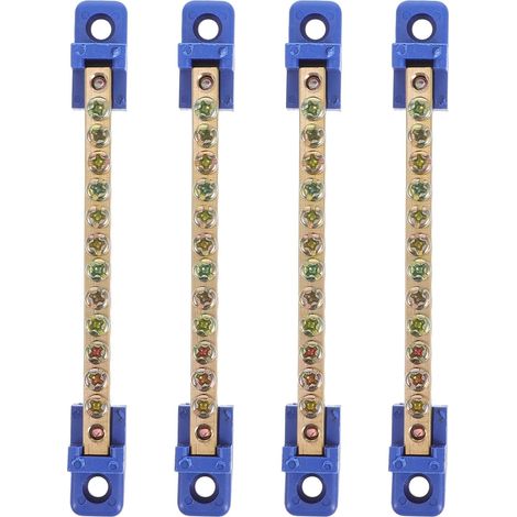 Bloc de Distribution de Barres Omnibus de Terre en Cuivre 4 Pièces  Connexion Sécurisée, Câblage Simple, Positions de Distribution Électrique pour Bornier (1/5)