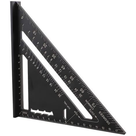 Equerre Menuisier Multifonctions 7 pouces,Triangle Métal Aluminium Règle Équerre Trusquin Guide Raporteur Angle 45 90 Degres/Outillage Charpentier/Outil Traçage Guidage Menuiserie Bois(métriqu