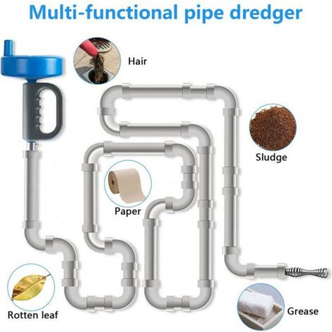 Furet Déboucheur 13m, Serpent Plombier pour WC, Cuisine, Évier, avec Gants (1/5)