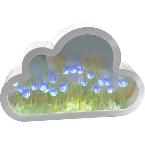 Ortviai Lampe de nuit décorative miroir fleuri nuage en DIY – Lumineuse, design tendance violet (1/5)