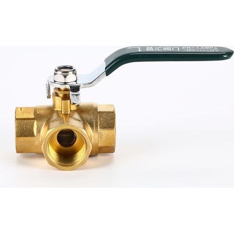 Válvula de tres vías, conector de grifo de 1/2 pulgada, válvula en forma de L de latón para agua, aceite y vapor, con manija de acero inoxidable, DN15 (tamaño: 1/2") (1/5)