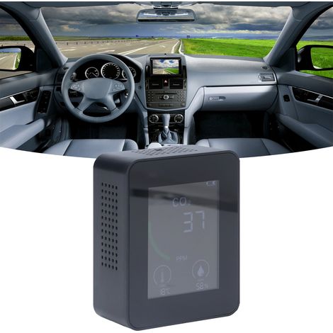 Moniteur de qualité de l'air Bluetooth pour le dioxyde de carbone (COV), testeur de COVT, stockage des données sur 60 jours, hygromètre, thermomètre, alimentation USB, noir (1/5)